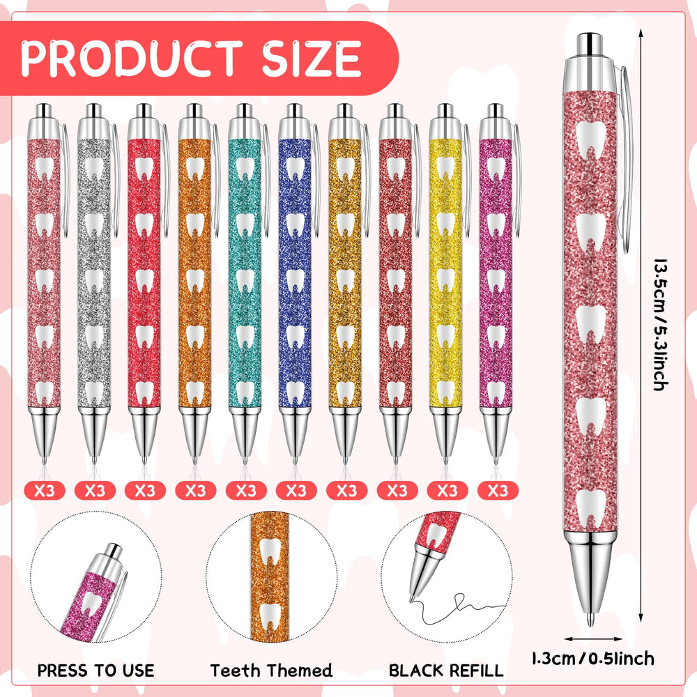 Colorful dental motif on pen and notepad