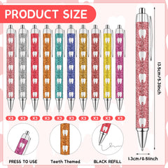 Colorful dental motif on pen and notepad