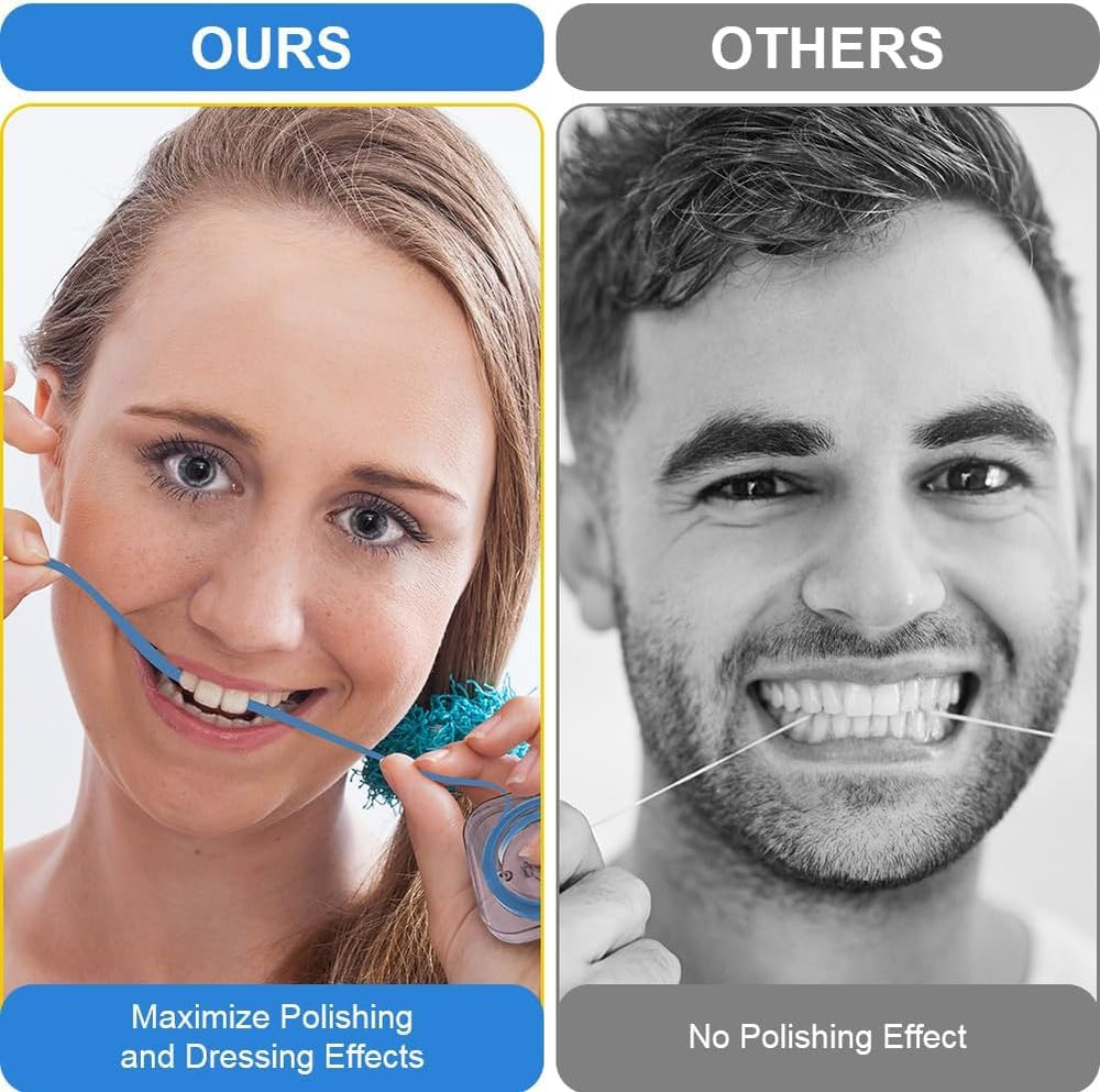 Thin elastic dental strip designed for hard-to-reach areas