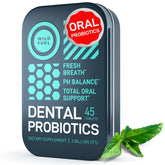 Travel tin of dental probiotics tablets