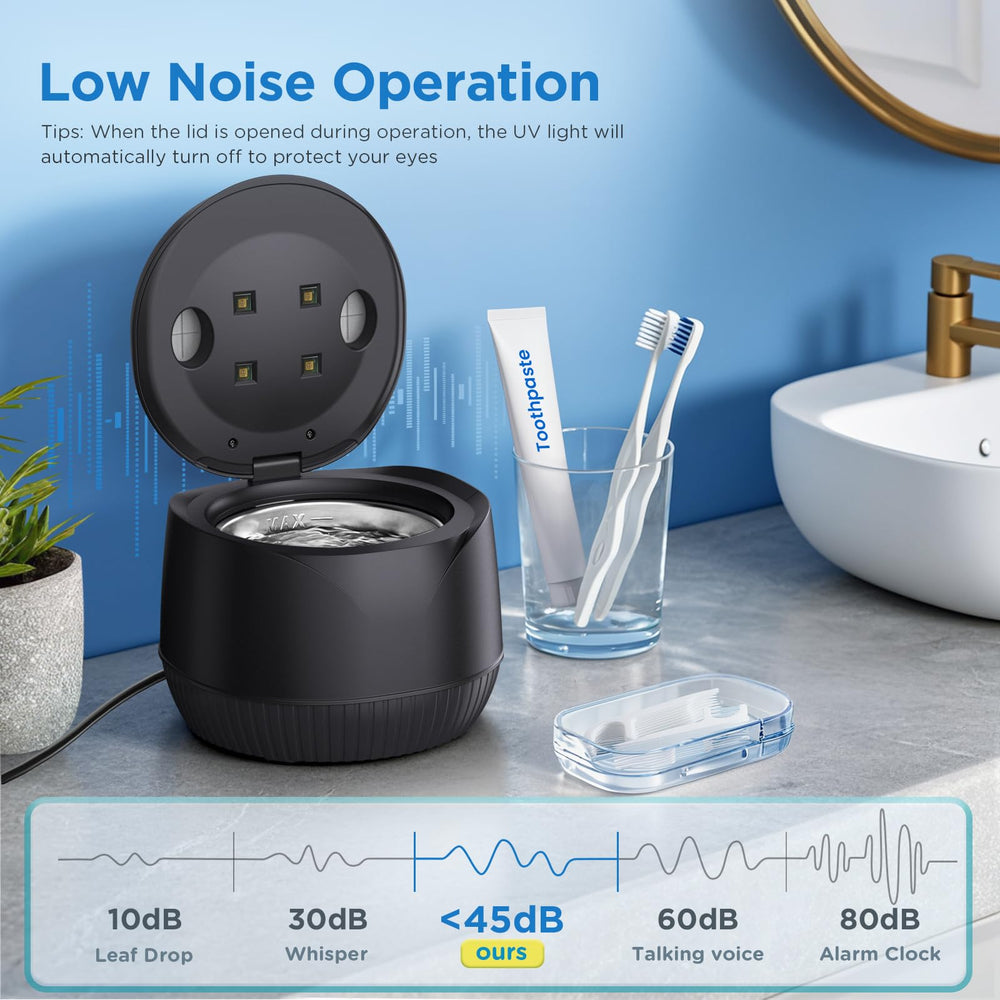 All-in-one retainer cleaner with accessories including tweezer