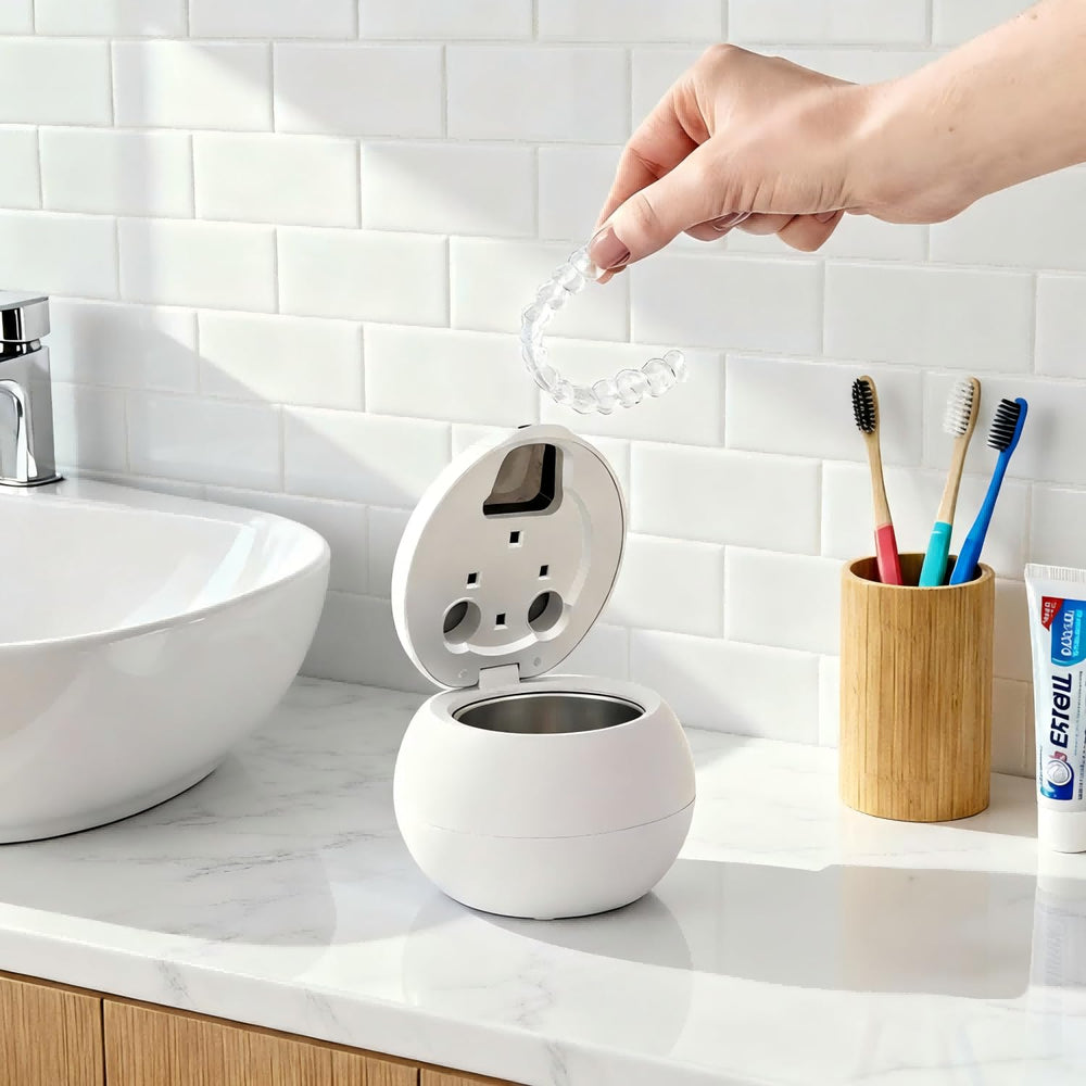 Includes cleaning tweezer and dual cleaning ports for items