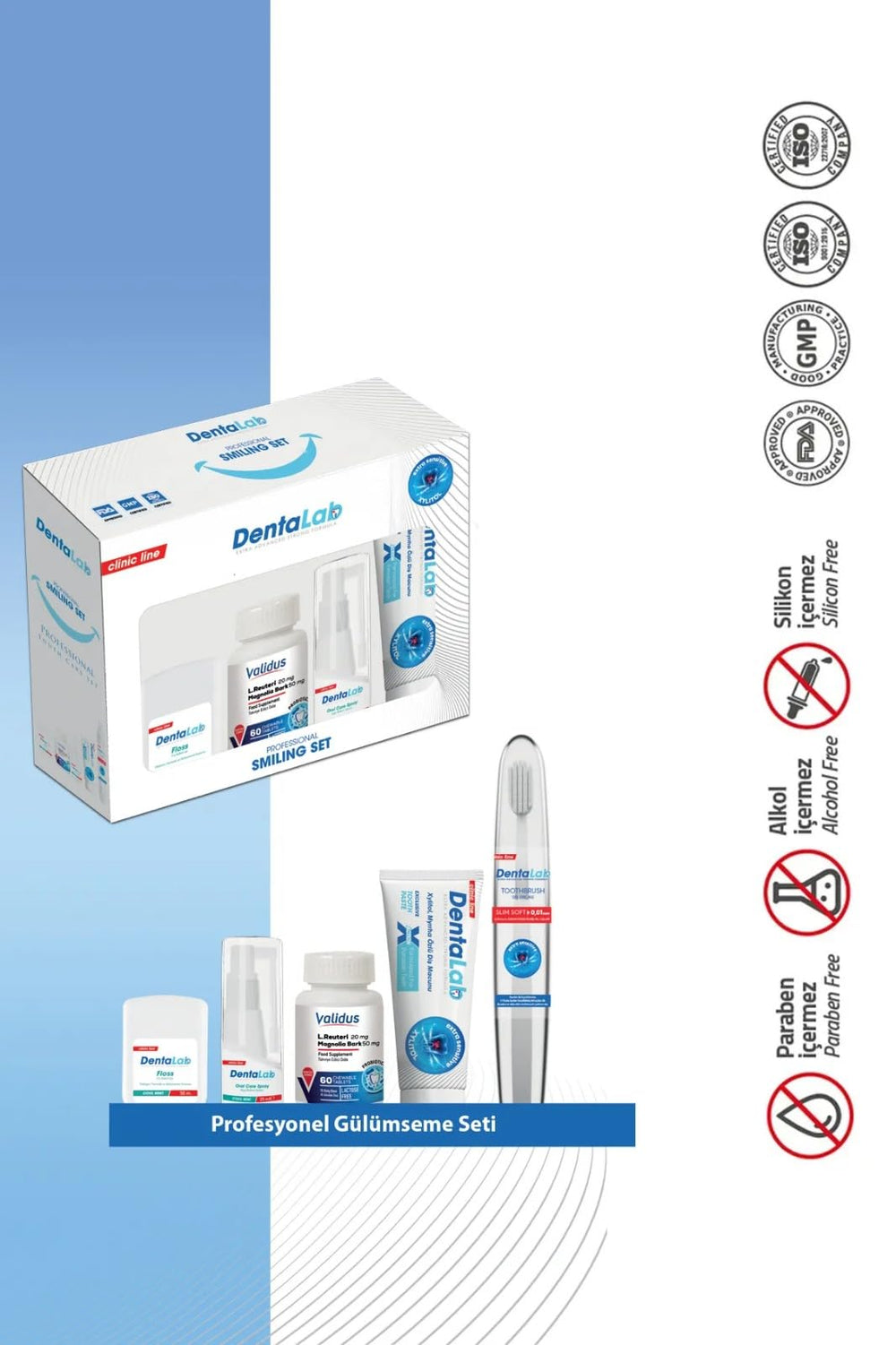 Gift-ready packaging of DentaLab SmilingSet premium oral care kit