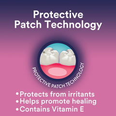 Applying a DenTek Canker Relief patch to a sore