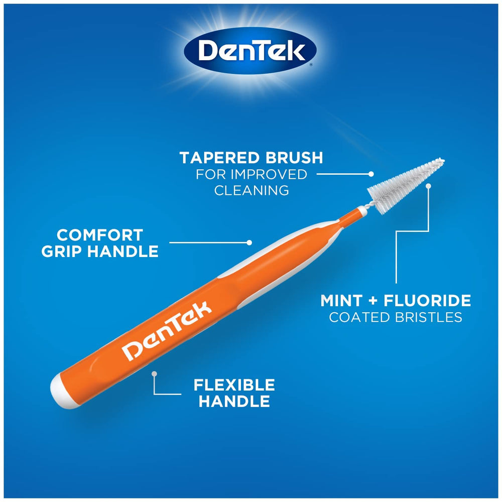 Close-up of tapered interdental brush bristles for hard-to-reach spaces