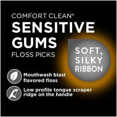 Back packaging shows 150 floss picks per pack, pack of 9