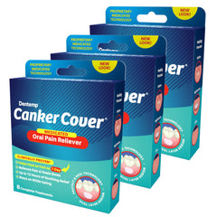 Six mint-flavored patches for canker sore relief and protection