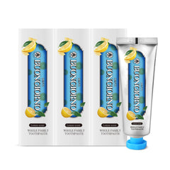 Front view of DENTI BUONGIORNO plaque care toothpaste 3-pack