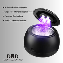 Aligners and braces being cleaned in DENTRA ultrasonic cleaner