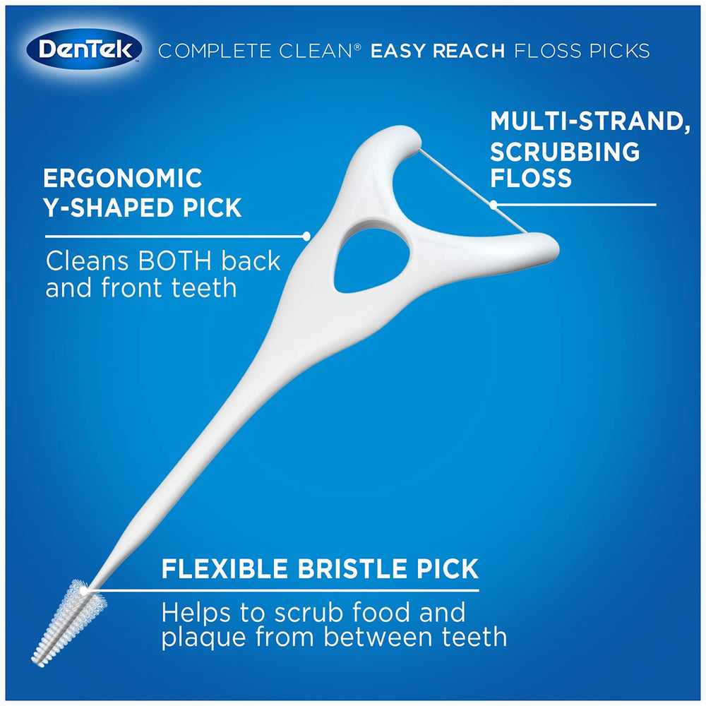 Textured floss pick deep cleans between teeth and stimulates gums