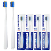 DENTSHIELD orthodontic toothbrush for braces with blue and white 4-pack