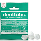 Front view of Denttabs 125 pc packaging