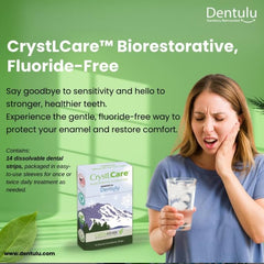 Usage-ready Dentulu CrystLCare Biorestorative strips for home or travel