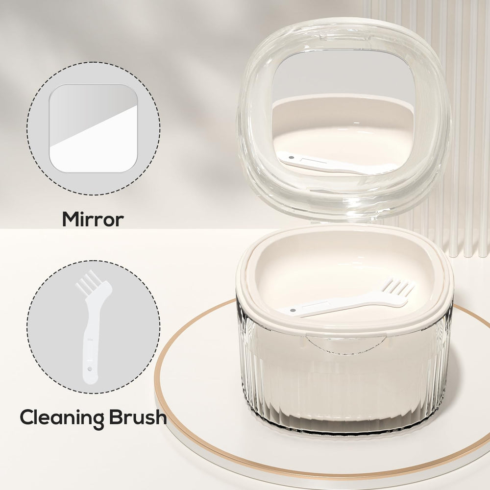Interior view of denture bath case showing soaking area