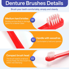 Small brush head designed to clean gaps between dentures