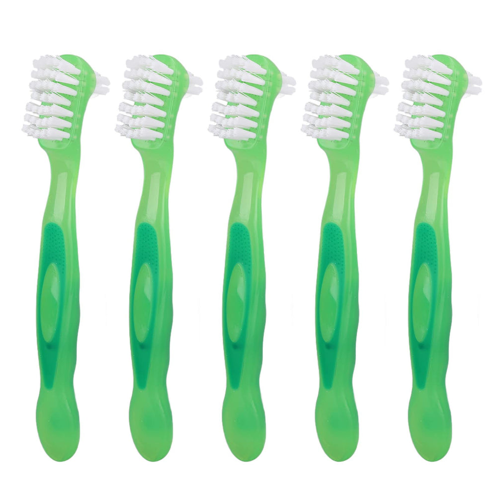 5-piece denture brush set with green handles