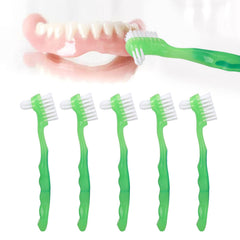 Close-up of soft-bristle denture brush