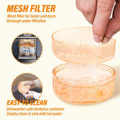 Dishwasher-safe, easy-to-clean denture container