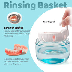 Front view of leak-proof denture case with lid