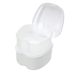 White denture case for portable storage