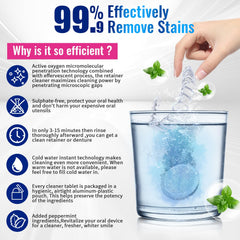 Sulphate-free effervescent denture cleaner tablets for ultrasonic cleaning
