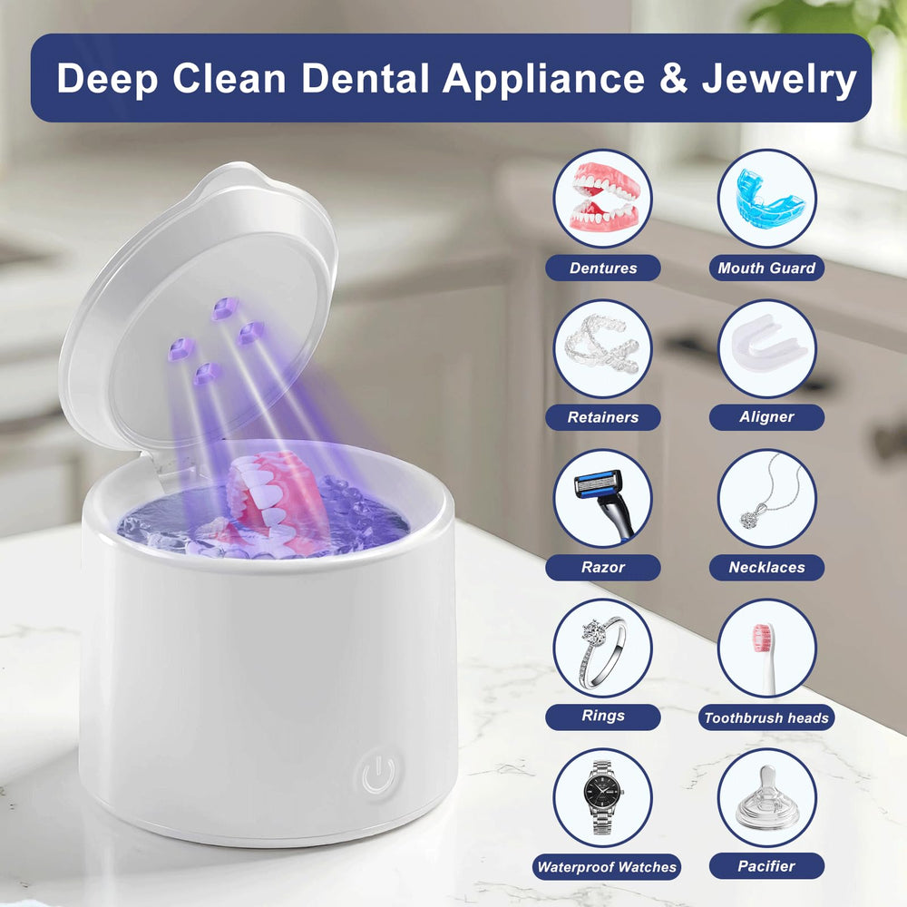 Denture cleaner with four UV lights for deep cleaning