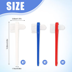 Close-up of denture cleaning brush dual-head