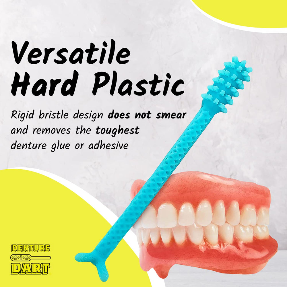 In-use view of Denture Dart V4 removing denture adhesive