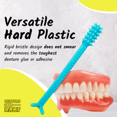 In-use view of Denture Dart V4 removing denture adhesive
