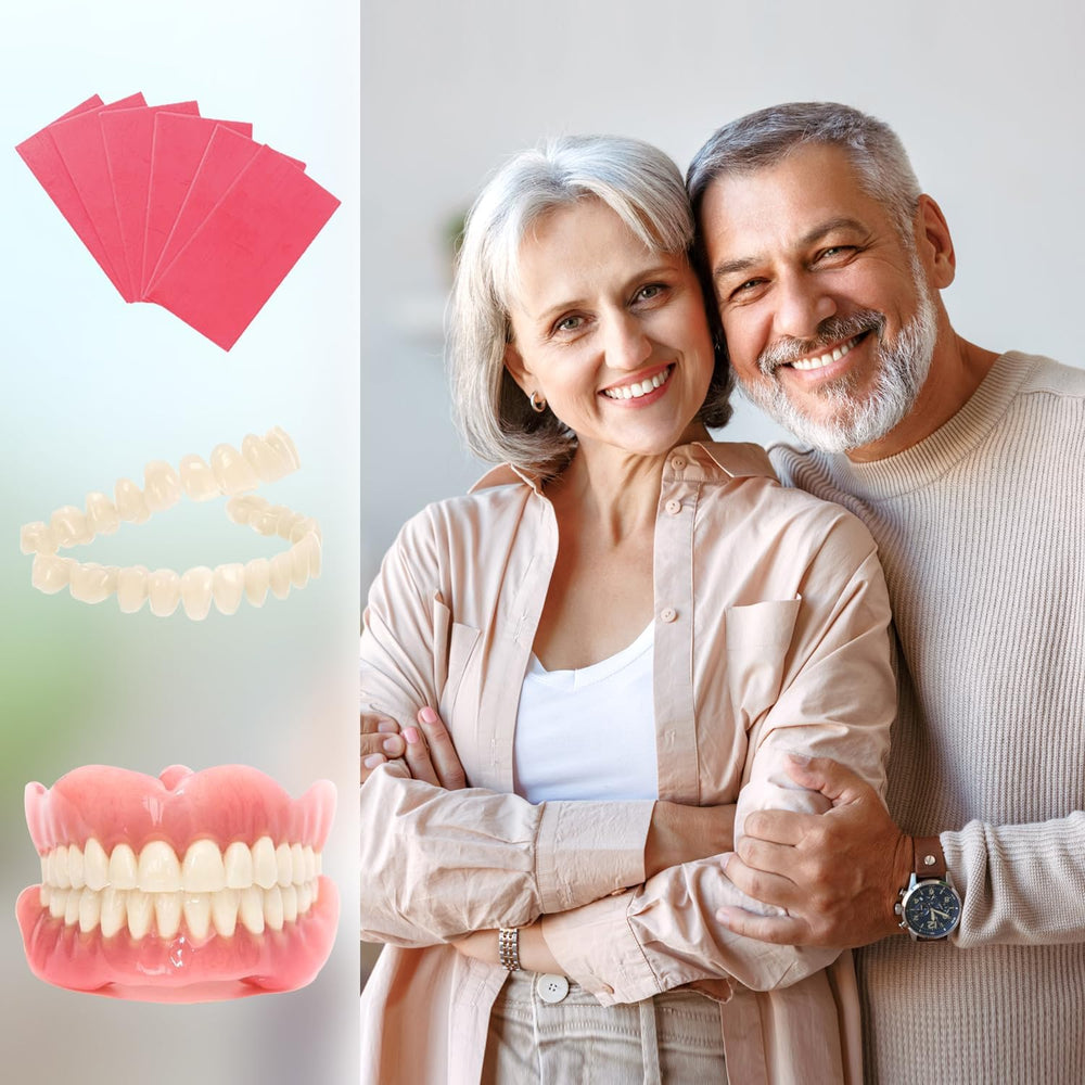 Denture kit being worn in mouth