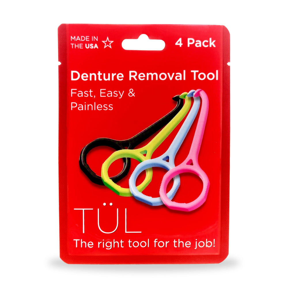Denture removal tool 4-pack with non-slip grip
