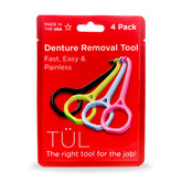 Denture removal tool 4-pack with non-slip grip