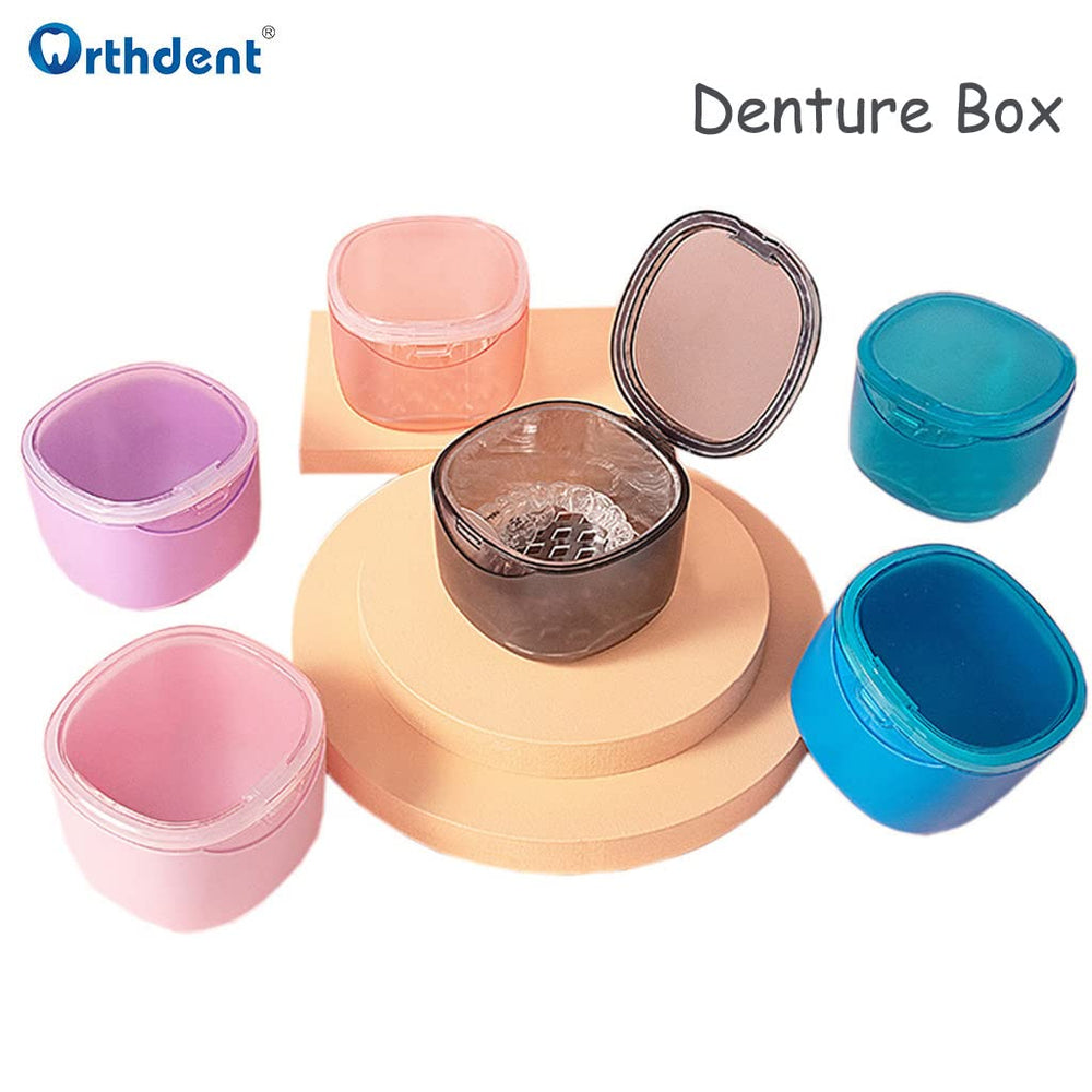 Clear Blue Denture Case with Strainer