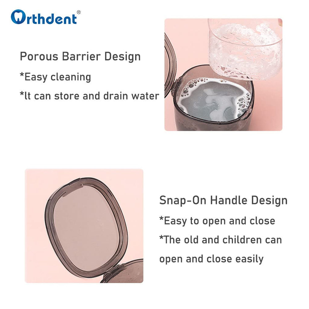 Clear Pink Denture Case with Strainer