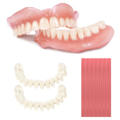DIY dentures kit components laid out on a clean surface