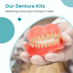 Finished natural-looking dentures created with the kit
