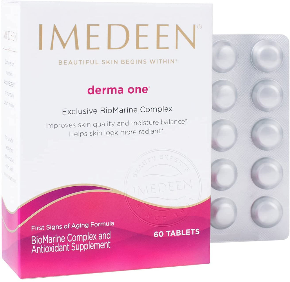 Close-up of Derma One tablets showing texture.