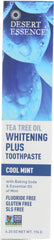 Desert Essence Tea Tree Oil Whitening Plus Toothpaste Cool Mint 6.25 oz