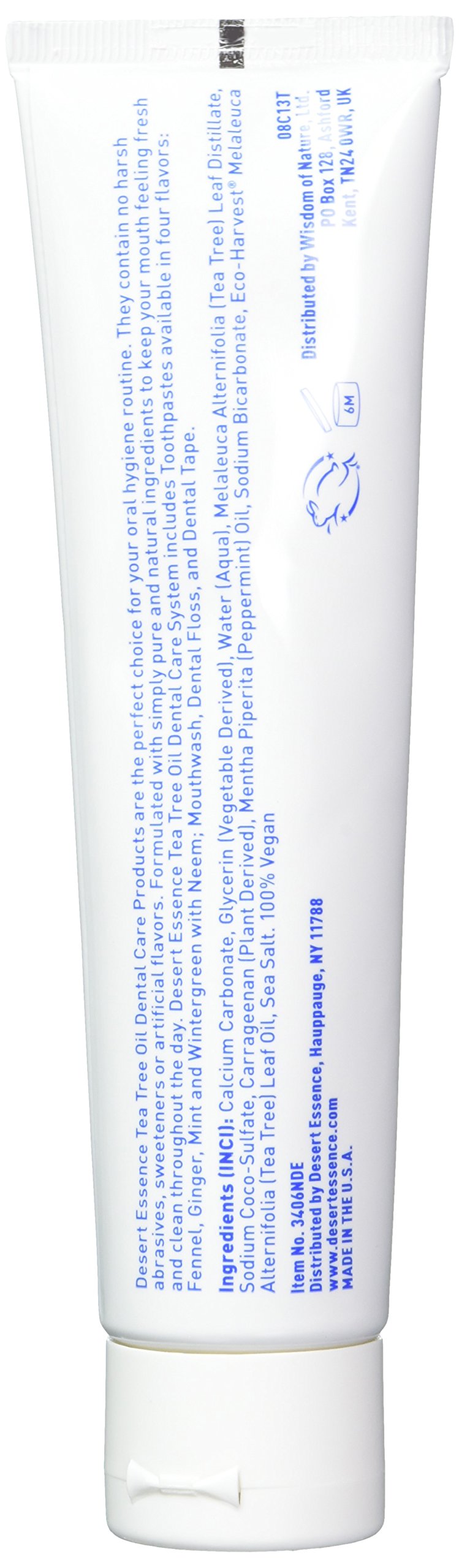 Close-up of Tea Tree Oil and mint flavor ingredients on label