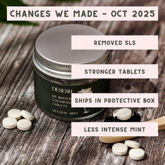 Reusable glass jar with metal lid for Desesh toothpaste tablets