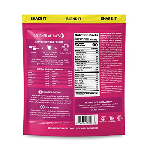 Designer Wellness Aria vanilla blossom scoop highlights convenient portion for daily protein.