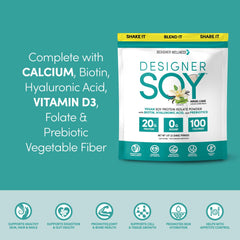 Designer Wellness biotin hyaluronic acid graphic highlights skin, hair and nails wellness support