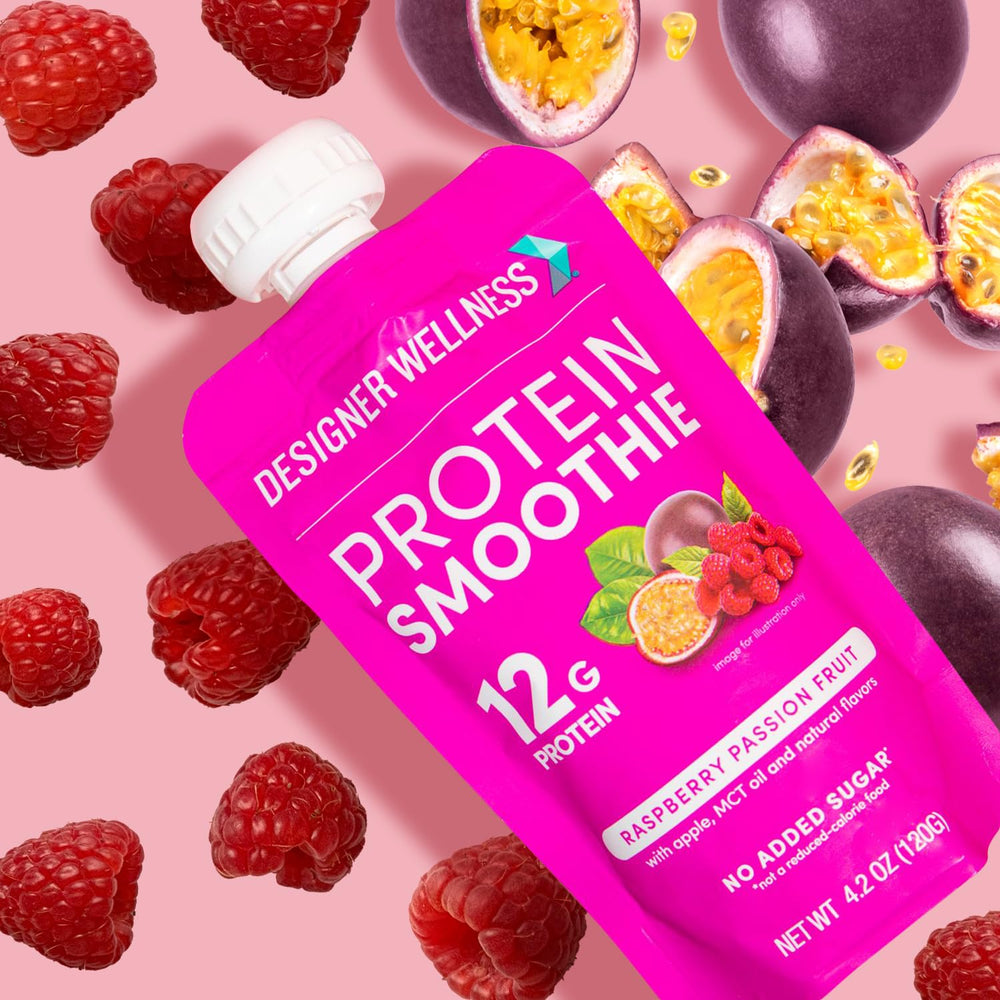 12-count box of Designer Wellness Protein Smoothie pouches