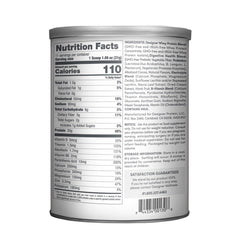 Designer Whey Gourmet Chocolate 12oz back label with nutrition