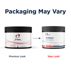 Designs for Health D-Ribose Powder measuring scoop beside jar for serving