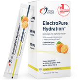 Designs for Health ElectroPure Clementine stick-front shows refreshing hydration during workouts