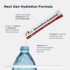 Designs for Health ElectroPure powder dissolving in glass, showing refreshing watermelon color.