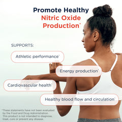 NOx Synergy ingredients chart close-up highlighting L-Arginine and L-Citrulline benefits.