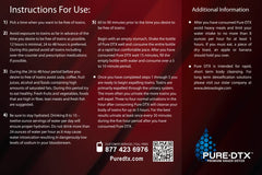 Usage directions for Detox Pure Neometrx same-day detox procedure