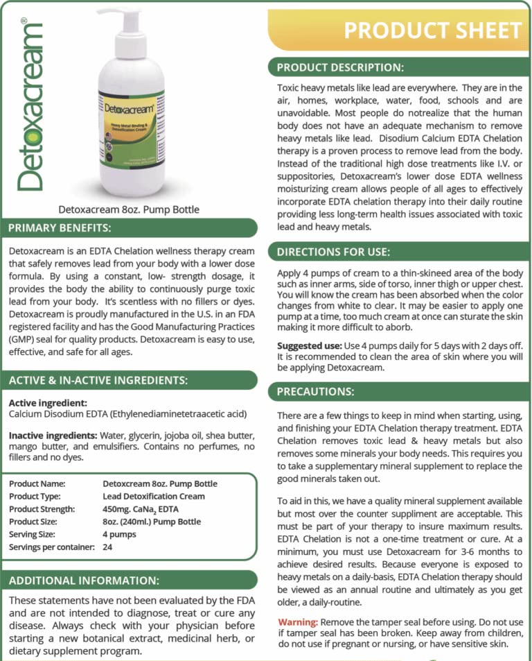 Detoxacream EDTA ingredients list